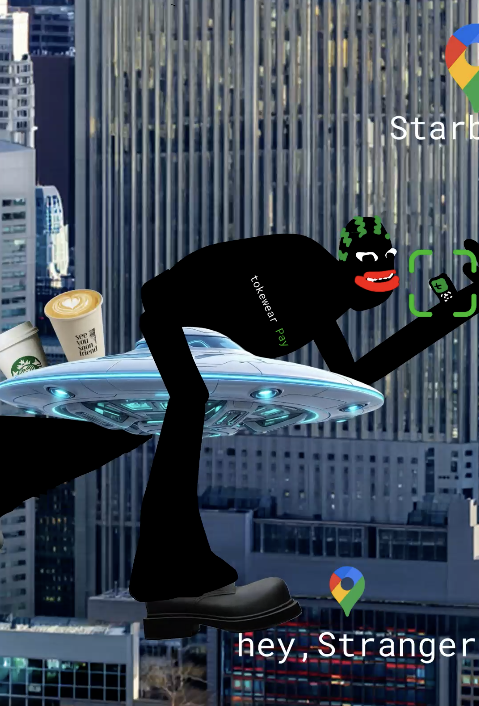 tokenwear Pay: fly through the city and scan to pay with your garment